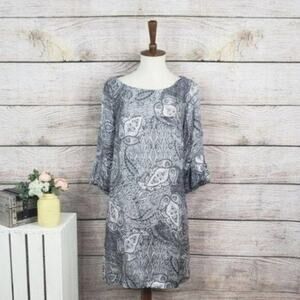 Joie Paisley Silk Shift Dress Black White XS